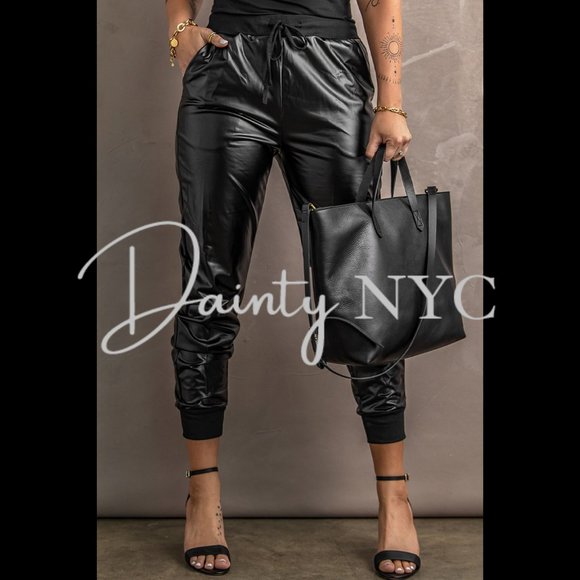 Dainty NYC Pants - Faux Leather Joggers